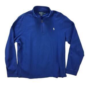 Mens polo ralph lauren Quarter Zip pullover Long Sleeve XL Blue white pony